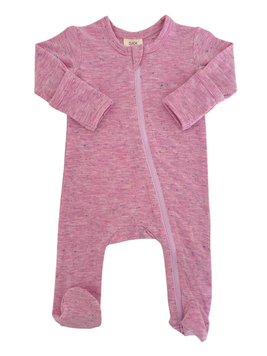 Pink Speckle / 2-Way Zip Footie: 6-9M