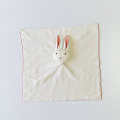 Bunny -Organic Baby Lovey Security Knit Blanket Cuddle Cloth: Pink