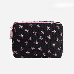 Bow Print Make Up Bag: Pink / Large