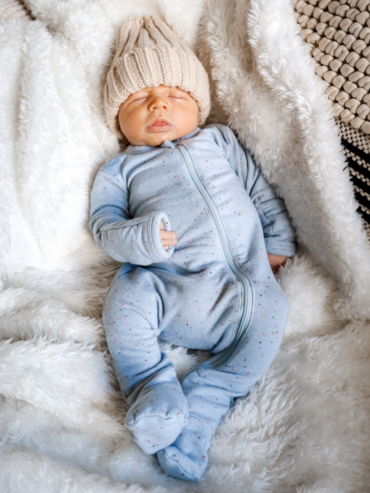 Glacier Speckle / 2-Way Zip Footie: 6 - 9 mo.