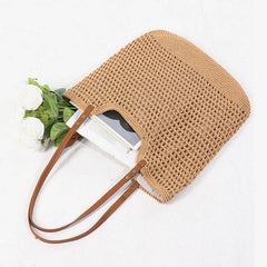 Woven Shoulder Bag: Beige