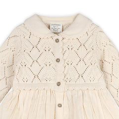 Phoebe Pointelle Knit Sweater Baby Dress (Organic Cotton): Natural / 6-12M