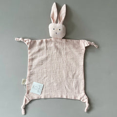 Cuddle Security Blanket Soft Muslin Cotton - Bunny (Pink)