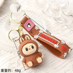Cute Silicone Cartoon Keychain – Labubu Bag & Car Charm Gift: Pink