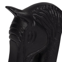 Bookends Set of 2 - White/Black Metal Horse Head, 7 in.