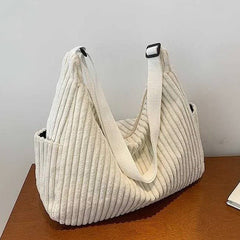 Corduroy Quilted Tote Bag | Off White