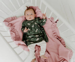 Milan Earthy Baby Blanket Sweater Knit (Organic Cotton): Ruffle Mauve Pink / One Size