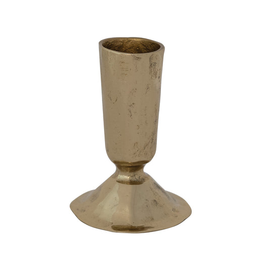 Hand Forged Iron Taper Holder, Brass Finish