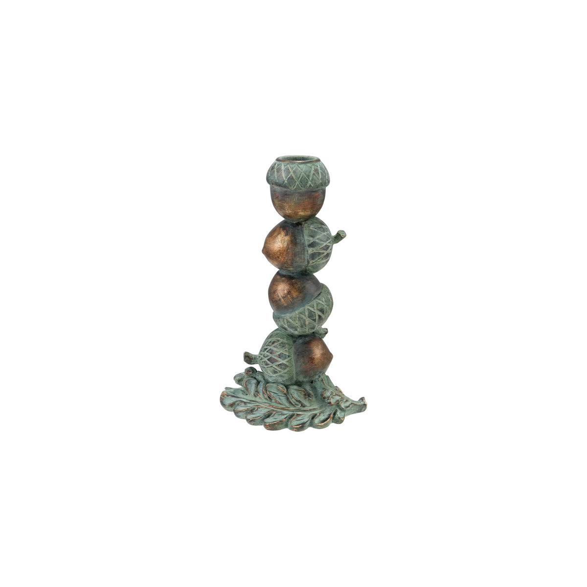 Resin Stacked Acorns Taper Holder