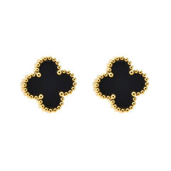 Vintage Clover  Stud Earrings | Black