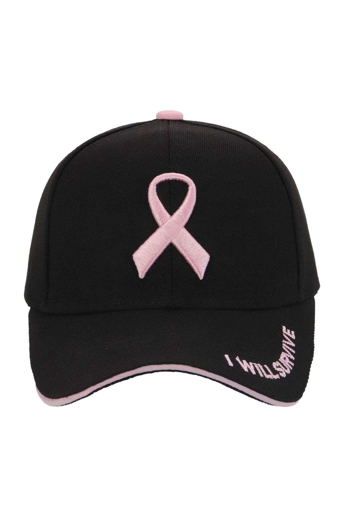 Breast Cancer Awareness Ribbon Baseball Cap: BLACK / ONE SIZE
