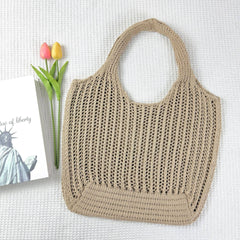 Large Capacity Hollow Tote Bag: Khaki