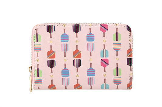 Pickle Ball Printed Coin Purse Small Wallet: Pink