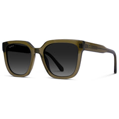 Wren - Square Polarized Sunglasses for Women: Glossy Black / Black Lens