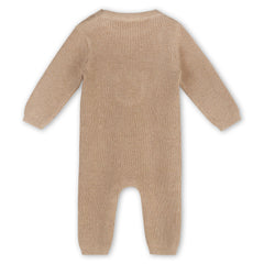 Lion Applique Chunky Sweater Knit Baby Jumpsuit (Organic): Oat Heather / 0-3M