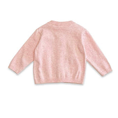 Strawberry Embroidered Knit Baby Cardigan (Organic Cotton): Pink Heather / 3-6M