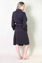 Women's Organic Cotton Bathrobe & Spa Robe: Navy / M/L