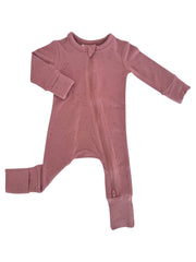 Mauve Speckle / 2-Way Zip Romper: 0-3M