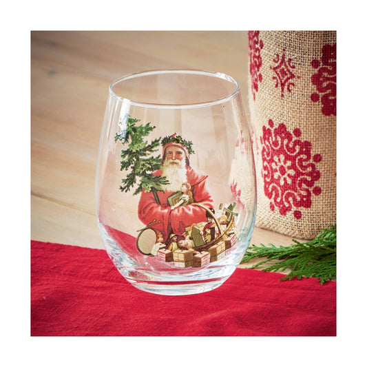 Christmas Stemless Clear Glass Drinkware: Multicolored / Glass