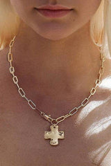 Hammered Cross Necklace | Silver