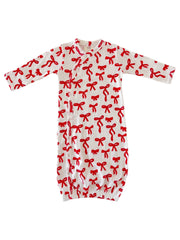 Red Bows / Organic Pointelle Gown: 0 - 3 mo.