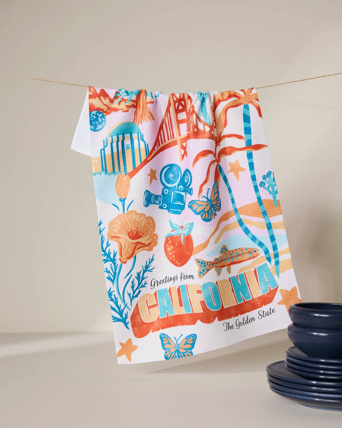 Greetings From California Tea Towel