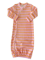 Pumpkin Stripe Pink / Organic Gown: ONE SIZE