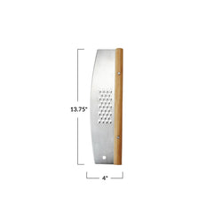 Stainless Steel & Rubberwood Pizza Cutter w/ Grater, Natural