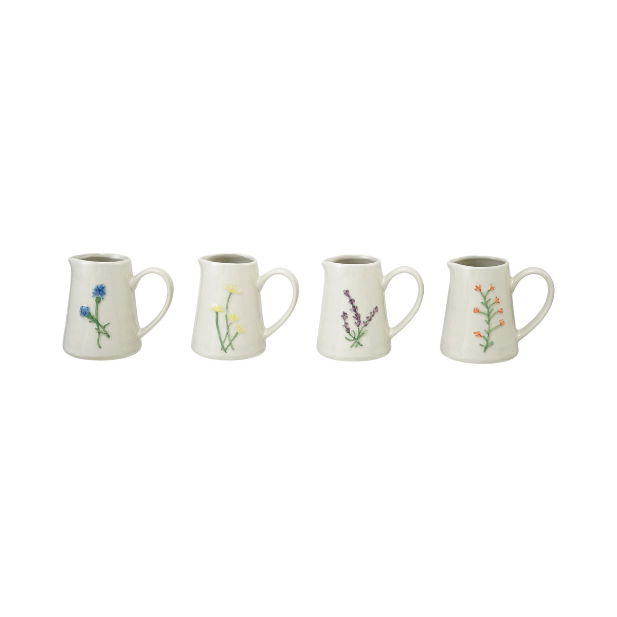 4 oz. Embossed Stoneware Creamer with Botanicals, 4 Styles