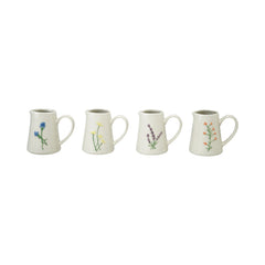 4 oz. Embossed Stoneware Creamer with Botanicals, 4 Styles