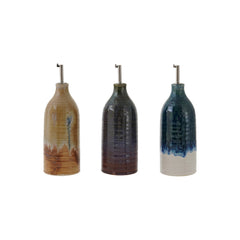 26 oz. Stoneware Oil Cruet with Stainless Steel Spout, 3 Colors