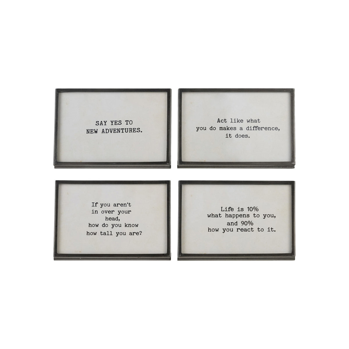 Metal & Glass Frame with Easel & Saying, Gunmetal Finish, 4 Styles (Holds 4" x 6" Photo)