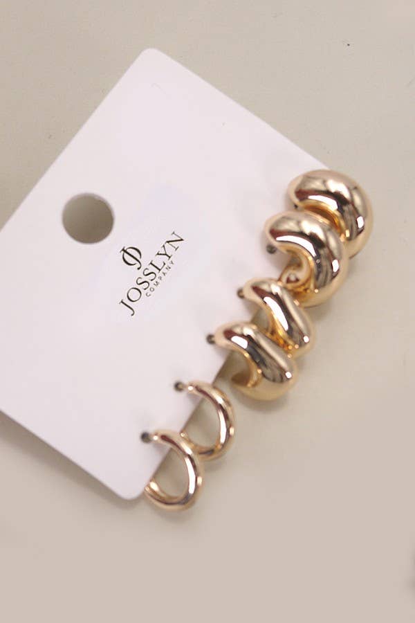 Bubble Huggie Earring Trio | Gold