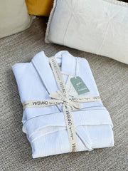 Men's Organic Waffle Weave Spa & Bath Robe (2 Colors): Pewter / White / S/M