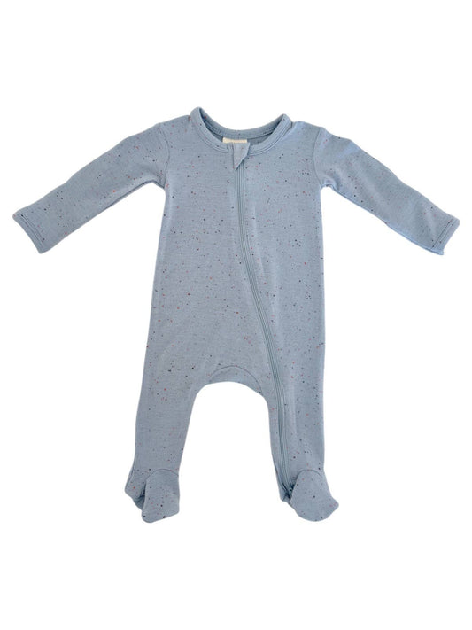 Glacier Speckle / 2-Way Zip Footie: Newborn