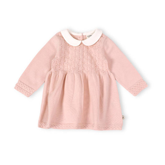 Milan Peter Pan Tulip Knit Baby Sweater Dress (Organic): Blush / 0-3M