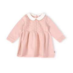 Milan Peter Pan Tulip Knit Baby Sweater Dress (Organic): Blush / 18-24M