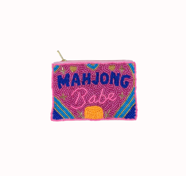 Ladies Fully Beaded MAHJONG BABE Themed Coin Purse