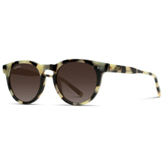 Tate - Round Polarized Sunglasses: Light Crystal Brown / Brown Lens