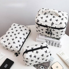 Bow Print Make Up Bag: Pink / Small