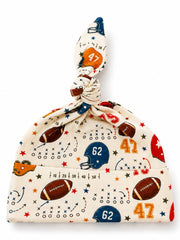 Knot Beanie, Vintage Football Playbook: 0 - 3 mo.