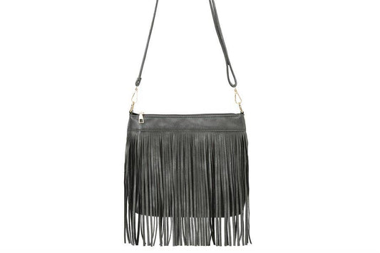 Ladies Western Motif Fringe Shoulder Handbag: Beige
