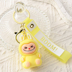 Labubu 2nd Gen Silicone Keychain – Cute Cartoon Charm: White Blue