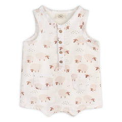 Sheep Sleeveless Baby Romper (Organic Muslin): NATURAL / 3-6M