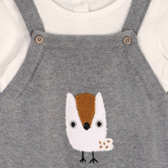 Owl Applique Sweater Knit Baby Overall & Bodysuit (Organic): Heather Grey / 0-3M