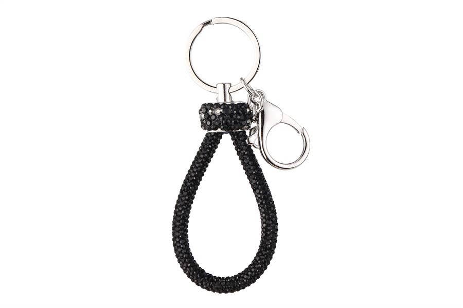 Rhinestone Wristlet Fashion Key Chain: Black
