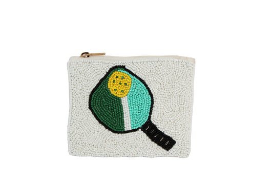 Fully Beaded Paddle Print  Coin Purse