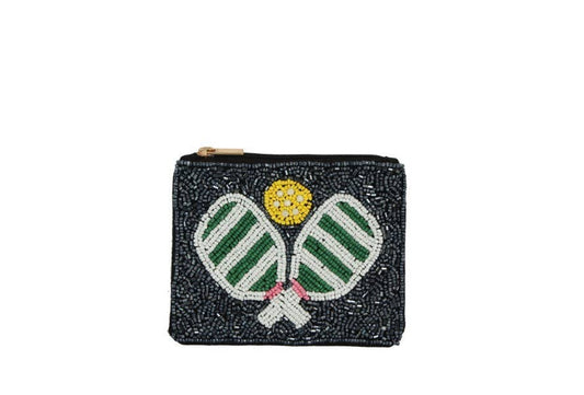 Fully Beaded Pair Paddle Print  Coin Purse