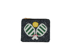 Fully Beaded Pair Paddle Print  Coin Purse