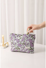 Purple Embroidery Cosmetic Bag/ Small